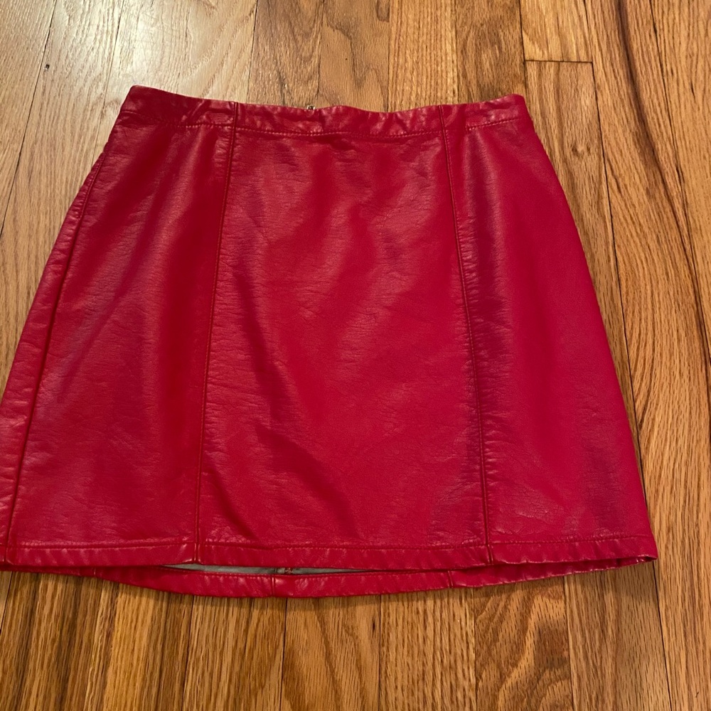 Red leather skirt